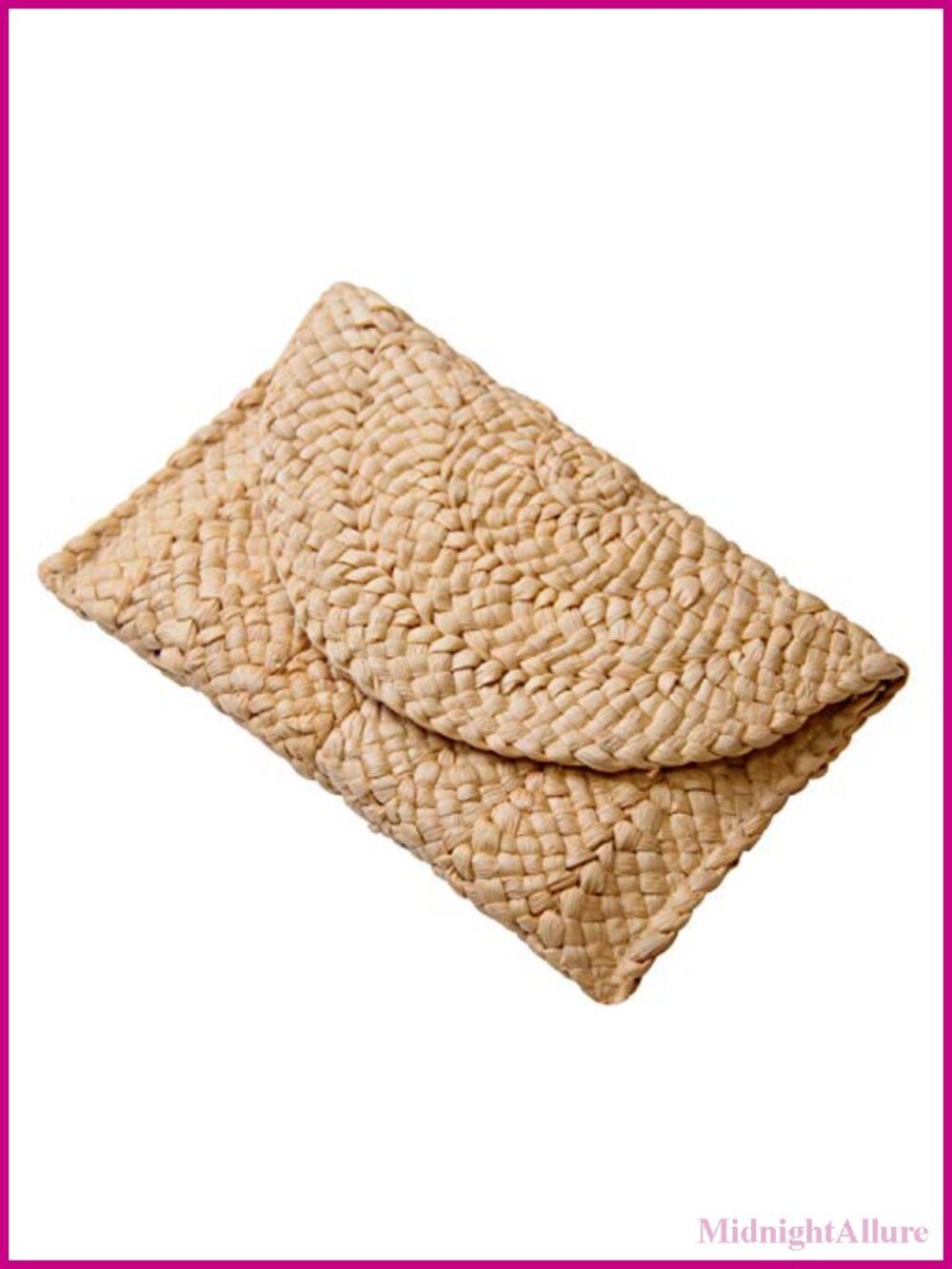 Straw Woven Envelope Clutch Handbag Summer Beach Purse Wristlet